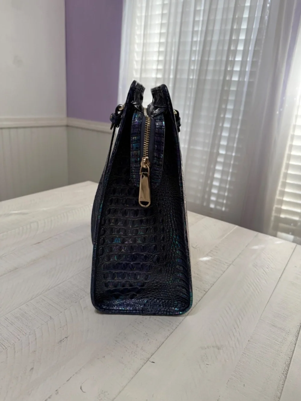 Brahmin Melbourne Croc Embossed Leather- BLUESTONE OMBRE MELBOURNE